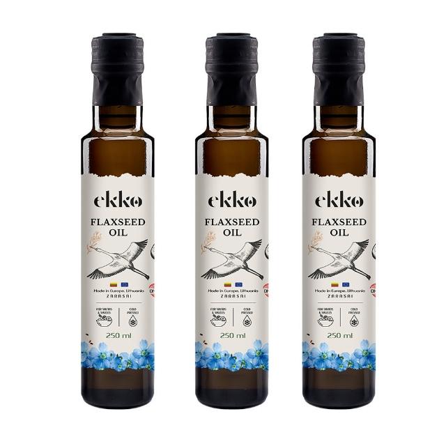 即期品【EKKO】冷壓初榨亞麻籽油250mlx3瓶