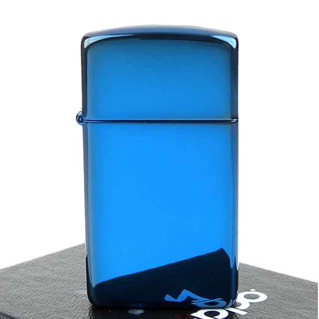 Zippo 美系 超質感sapphire藍寶色鏡面打火機 窄版 Momo購物網