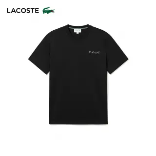 【LACOSTE】男裝-電繡R Lacoste字母素色短袖T恤(黑色)