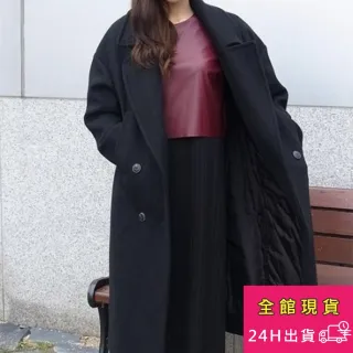 【AS 梨卡】韓國製秋冬寬鬆羊毛呢大衣風衣西裝外套A411