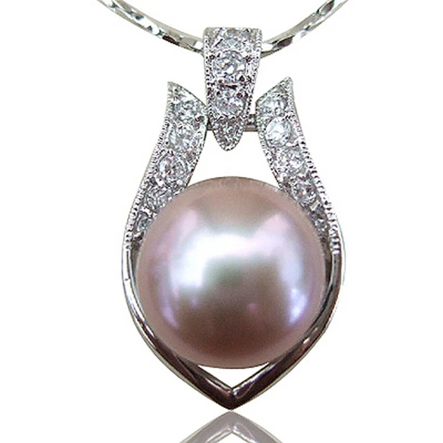 【小樂珠寶】頂級大粒徑珠子紫天然淡水珍珠項鍊(10mm大珠子優雅的珍珠讓人觀看千百回也不厭倦)