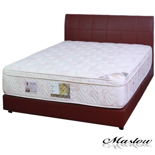 【Maslow】優質暗紅色皮製3.5尺單人床組