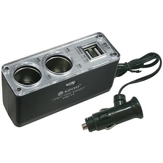 Kinyo 2孔車用點煙器擴充座 2孔usb充電槽 Cru 15 Momo購物網