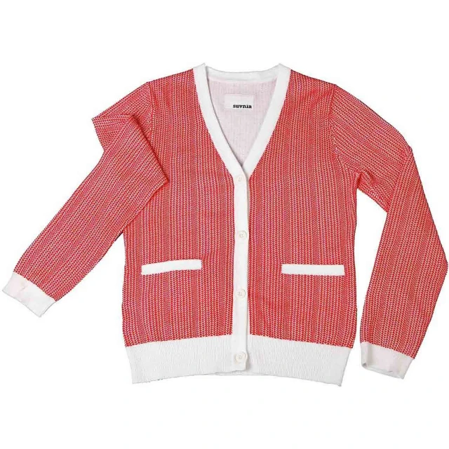【摩達客】美國LA設計品牌 Suvnir紅白針織衫外套