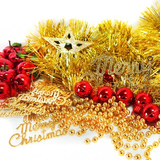 【聖誕裝飾特賣】聖誕裝飾配件包組合-紅蘋果金色系(2尺（60cm）樹適用（不含聖誕樹 不含燈)
