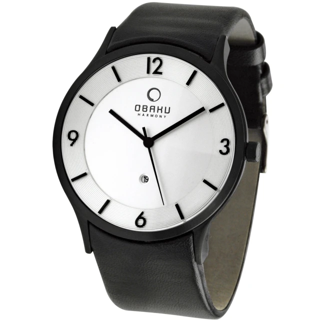 【OBAKU】上品紳士極簡時尚腕錶(黑框白V132XBIRB)