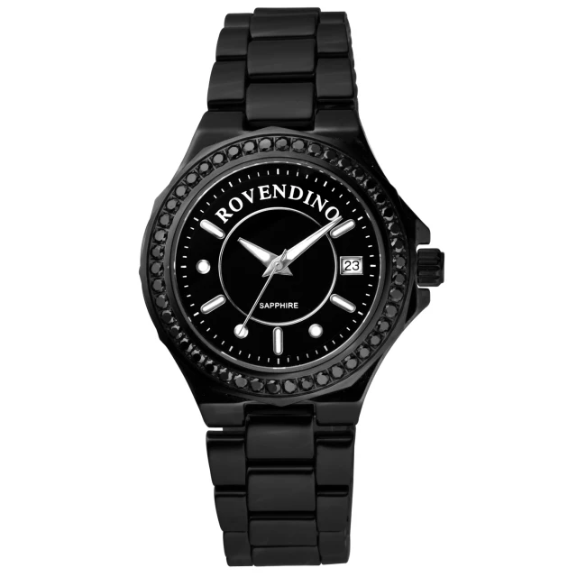 【Roven Dino羅梵迪諾】馨彩典藏時尚晶鑽陶瓷腕錶(黑 RD6046-796-B)
