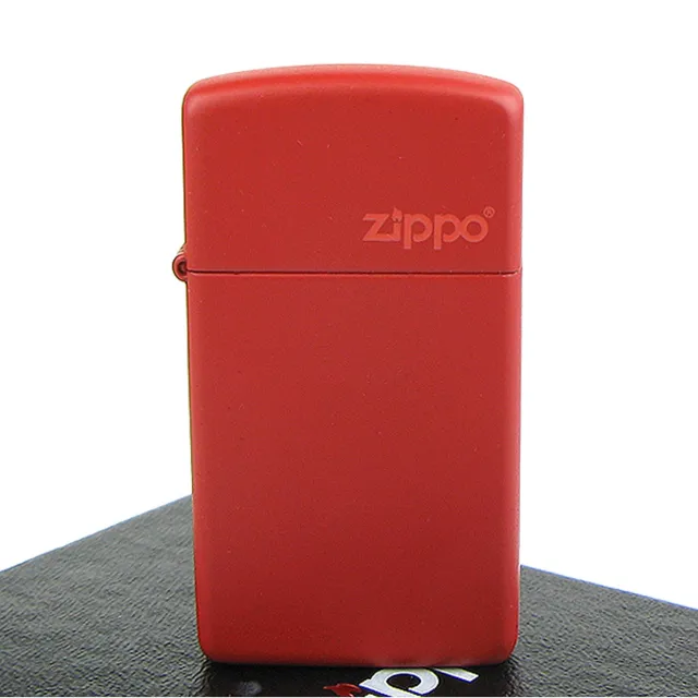【ZIPPO】美系-LOGO字樣打火機-RED MATTE 紅色烤漆(窄版)