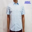 【NBL】T0463B淺藍色R酒紅色素面短袖襯衫(零碼出清虧本價)