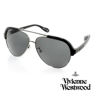 【Vivienne Westwood 英國 太陽眼鏡】時尚上眉框設計太陽眼鏡(-黑-AN85701)