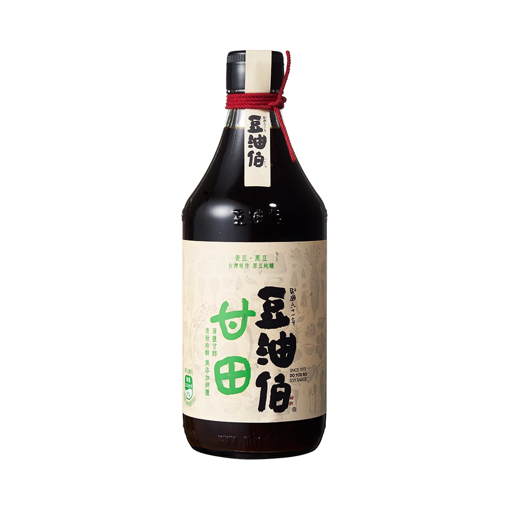 【豆油伯醬油】甘田醬油500ml(在地農民契作非基改黃豆/黑豆/小麥。台灣製造)