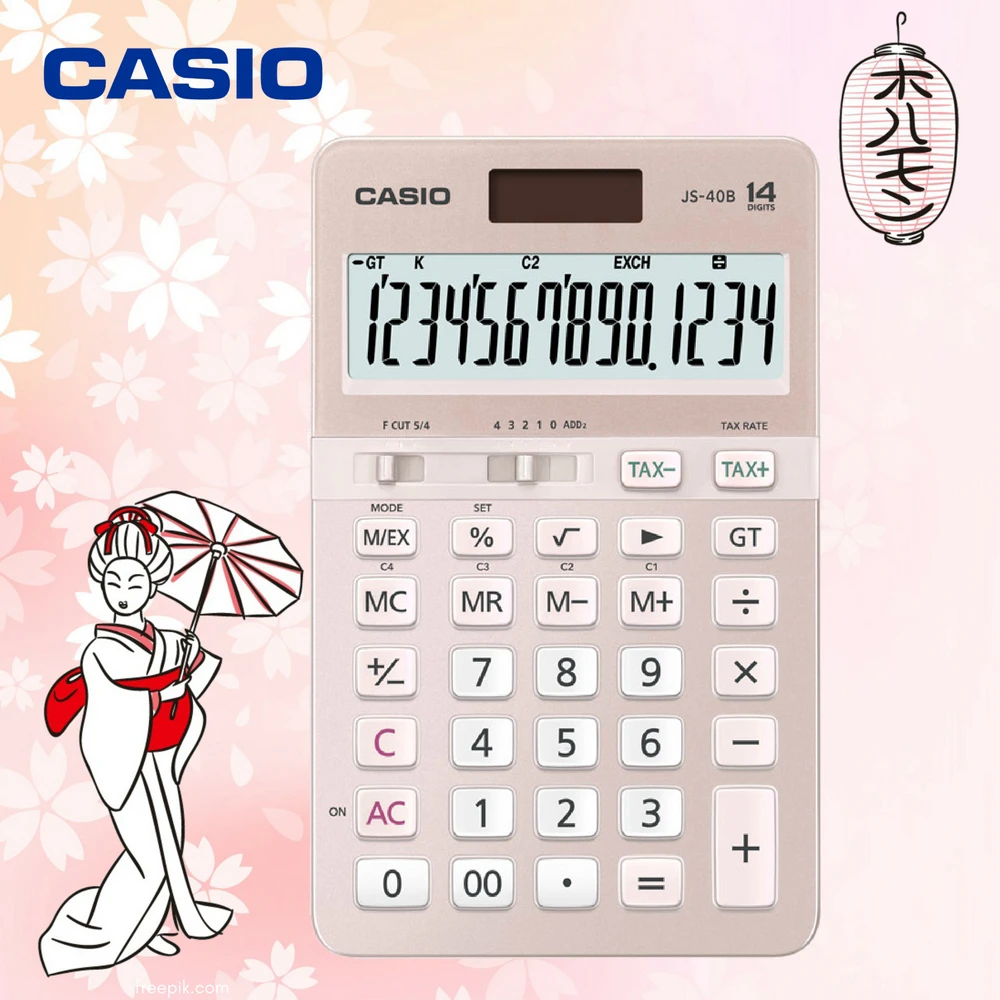 【CASIO 卡西歐】14位數雙電源頂級商用計算機/櫻花限定版(JS-40B-PK)
