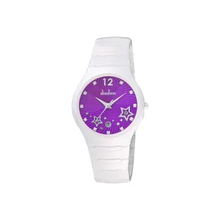 【Diadem】黛亞登 甜蜜星空時尚白陶瓷手錶-紫/36mm(9D1407-541SD-V)