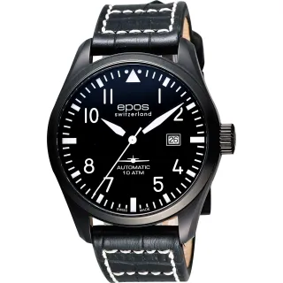 【epos】Passion飛行員戰鬥機機械腕錶-黑/44mm(3401.132.25.35.24)
