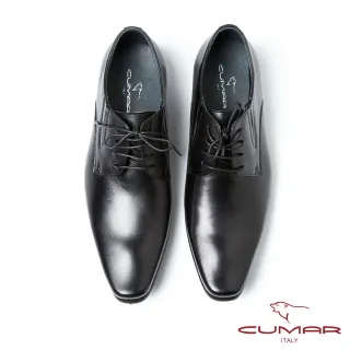 【CUMAR】CUMAR義式摩登 復古刷色尖頭德比鞋(黑)