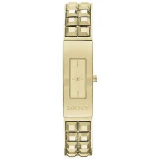 【DKNY】前衛姿態錐形鉚釘時尚腕錶-金(NY2228)