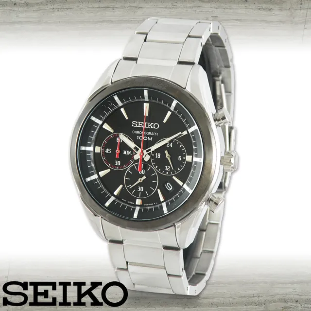 【SEIKO 精工】極速三眼賽車計時腕表(SSB089P1)