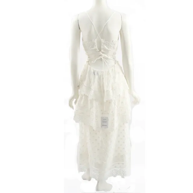 【SELF-PORTRAIT】小花細帶蕾絲層次長洋裝(白色)