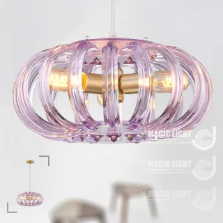 【光的魔法師 Magic Light】鳥巢現代三燈吊燈-優雅紫