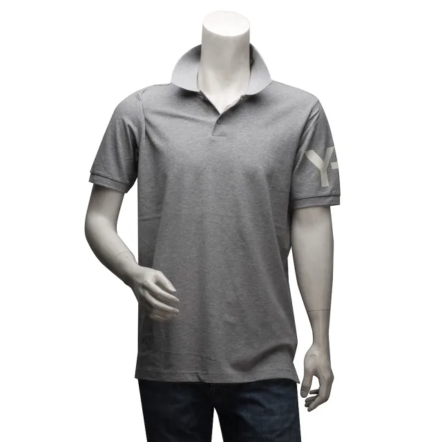【Y-3 山本耀司】經典LOGO純棉立領短袖POLO衫(淺灰F90739)