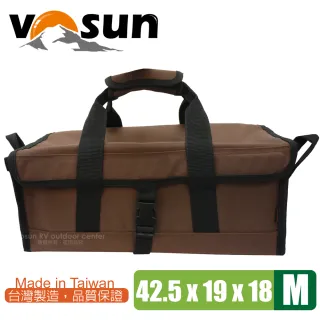 【VOSUN】台灣製 耐磨硬式底板萬用工具袋.萬用收納袋(M號 咖啡)