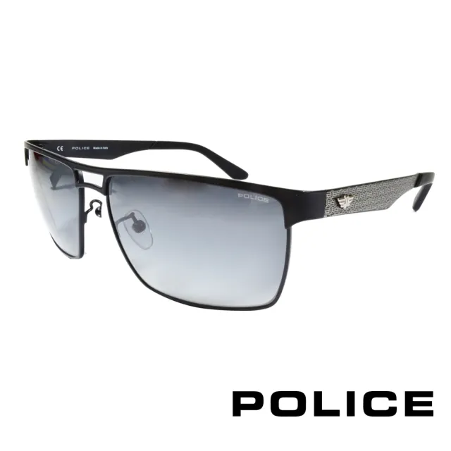 【POLICE】義大利警察都會款個性型男眼鏡-金屬框(黑色 POS8873-0531)