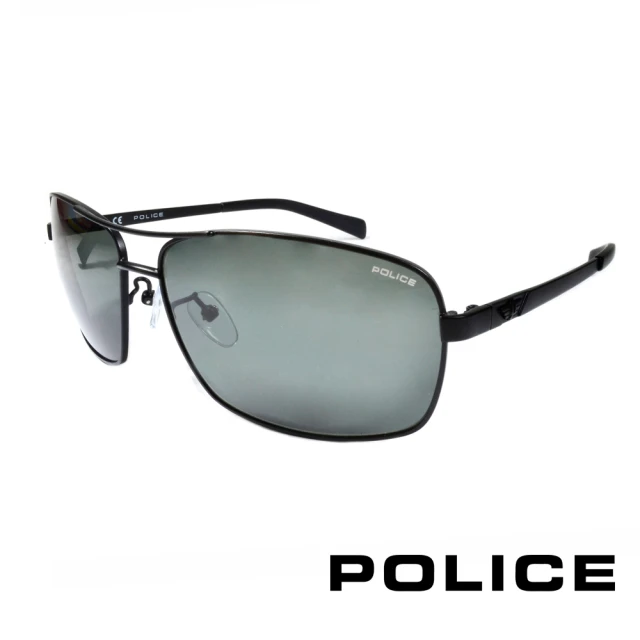【POLICE】義大利警察都會款個性型男眼鏡-金屬框(黑色 POS8879-0531)