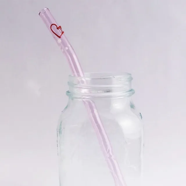 【美國strawesome】手工玻璃吸管/愛心細口彎角/