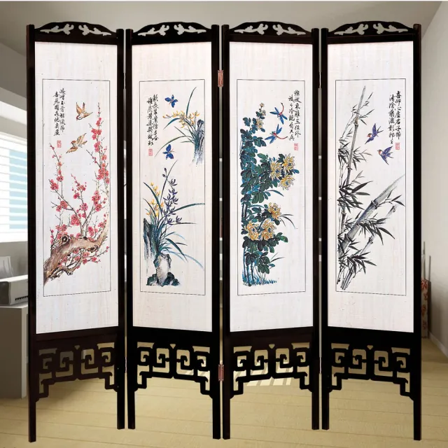 時尚屋 中國風國畫四季花彩色雙面屏風 2t5 617 Momo購物網
