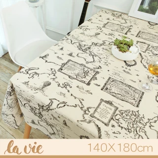 【La Vie】地圖棉麻桌布(140X180cm)