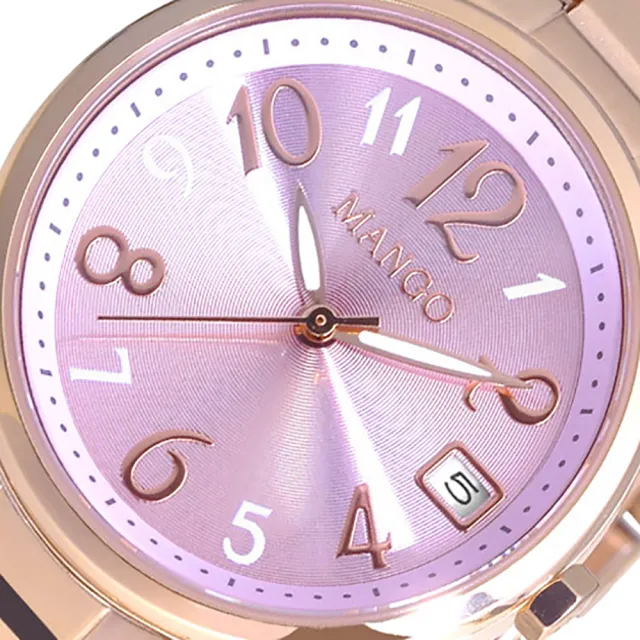 【MANGO】俏麗派對不鏽鋼時尚腕錶(粉/30mm)
