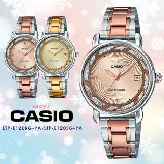 【CASIO 卡西歐】閃耀璀璨雙色錶帶石英女錶(LTP-E120RG-9A/LTP-E120SG-9A)