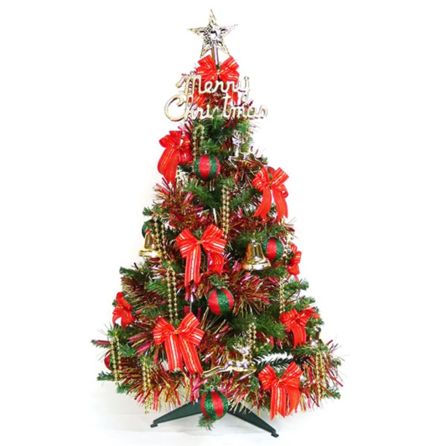 【摩達客】耶誕-3尺/3呎-90cm幸福一般型裝飾綠聖誕樹(含紅金色系飾品組/不含燈/本島免運費)