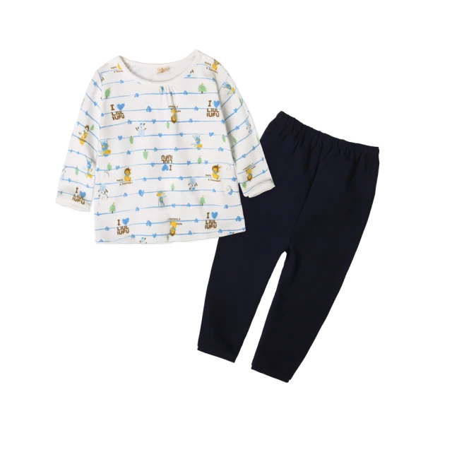 【baby童衣】任選寶寶套裝 純棉長袖上衣和長褲 50552(藍條)