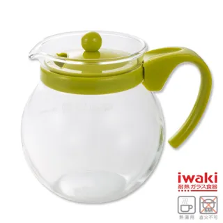 【iwaki】耐熱玻璃茶壺640ml(綠/粉)