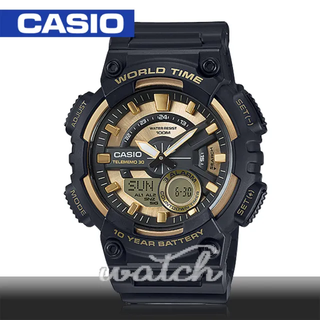 【CASIO 卡西歐】多功能運動錶_30組電話簿_防水_旅人自由行最愛_鏡面4.6cm(AEQ-110BW)