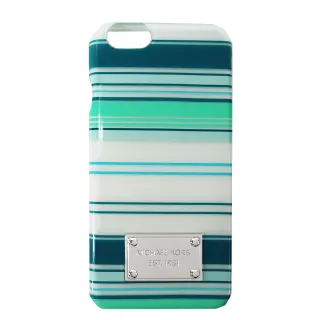 【MICHAEL KORS】ELECTRONICS 雙色條紋 iPhone6/6s 手機殼(藍綠/白)