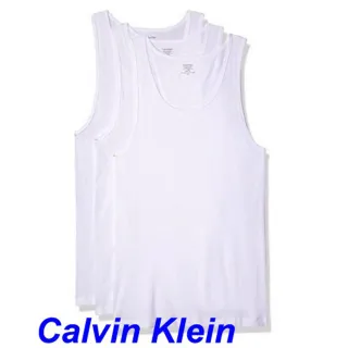 【Calvin Klein】男時尚圓領白色背心3件組-網(預購)