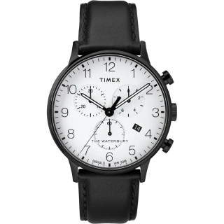 【TIMEX】天美時 Waterbury系列 經典簡約三眼計時手錶(白/黑TXTW2R72300)