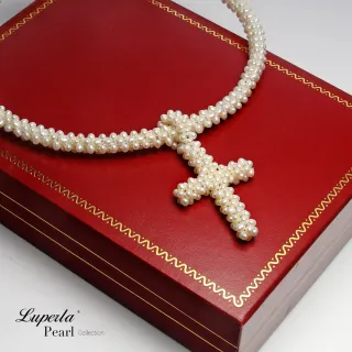 【大東山珠寶】聖潔十字架項鍊 歐美古典編織珠寶(天然淡水珍珠)