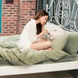 【BELLE VIE】精梳棉五件式兩用被床包組 簡約細格綠(雙人)