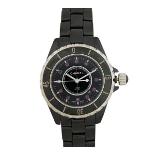 【CHANEL】J12 紅寶石陶瓷腕錶(黑)