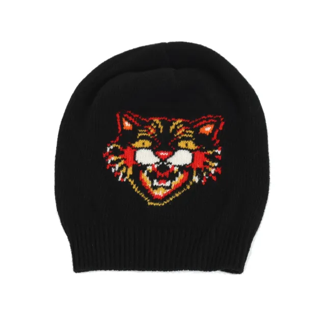 Gucci 虎頭羊毛套頭帽 黑 Momo購物網