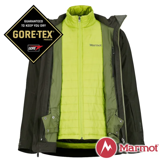 【Marmot】男 GORE-TEX KT二件式外套『深墨綠』 74700-7764(戶外 登山 防風 防潑水 透氣 兩件式外套)