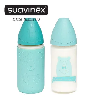 【奇哥】Suavinex 玻璃奶瓶240ML+矽膠套(綠色)
