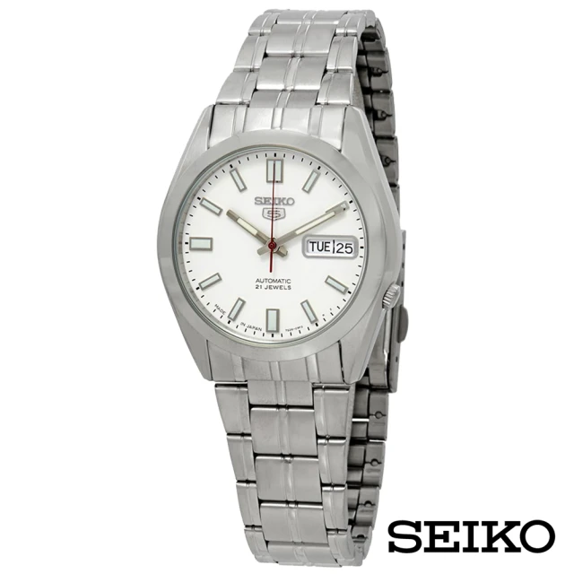 【SEIKO 精工】經典5號自動上鍊機械腕錶-白面x36.5mm(SNKE79J1)