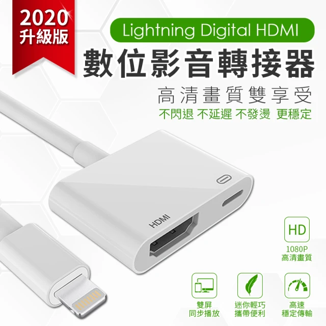 【全新升級版】iPhone/iPad專用影音轉接組(HDMI轉接器+Lightning充電線)