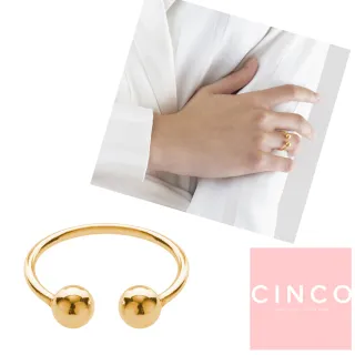 【CINCO】葡萄牙精品 CINCO Hit ring 925純銀鑲24K金戒指 雙圓球C型戒指(925純銀)