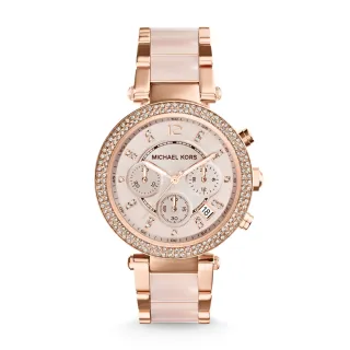 【Michael Kors】優雅迷人三眼計時玫瑰金腕錶 手錶  禮物(MK5896)