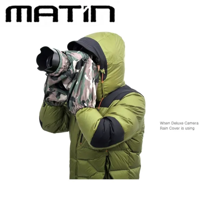【韓國馬田Matin】單眼單反相機罩防水相機雨衣M-7101迷彩附背帶環(雙袖防風罩防塵罩